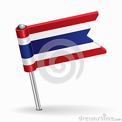 Thai flag map pointer layout. Vector illustration. Vector Illustration