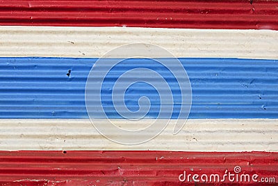 Thai flag painted on corrugated metal wall Stock Photo