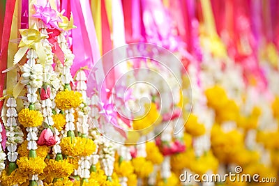 Thai flower garlands Stock Photo