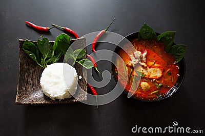 Thai food background concept. Dish of Thailand cuisine. Tom yum soup Stock Photo