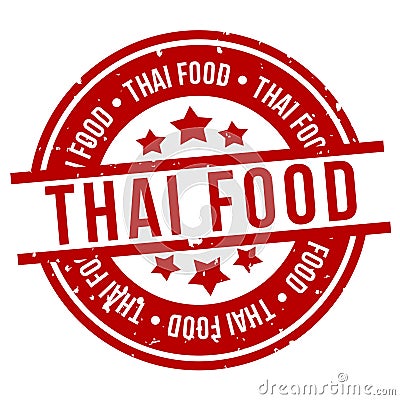 Thai food badge. red round cousine stamp Vector Illustration