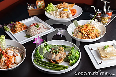 Thai Food Dishes Variety Stock Photo