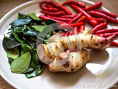 Thai food ingredients spice herb chilli Stock Photo