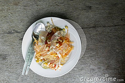 thai food/ locate food - papaya salad in thailand call som tum o Stock Photo