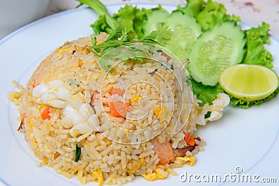 Thai food name seafood fried rice Stock Photo