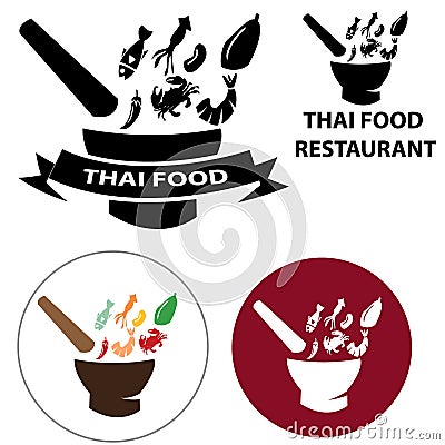 Thai Food restaurant logo and vector icon with isolated object Vector Illustration