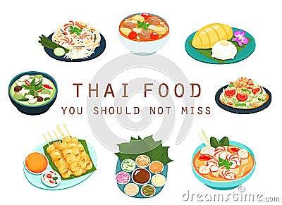 Thai food should not miss illustration Vector Illustration