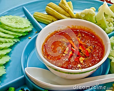 Thai food, spicy crab egg paste Stock Photo