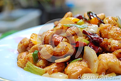 Thai food,stir fired chickken with cashew nuts Stock Photo