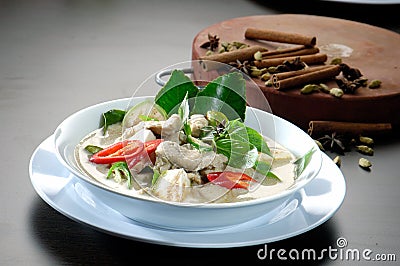 Thai food. Tum Kha Kai Stock Photo