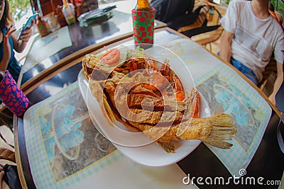 Thai food was dished to the dish Stock Photo