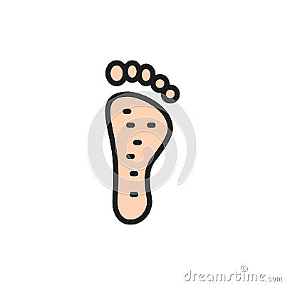 Thai foot massage, foot acupuncture flat color line icon. Vector Illustration