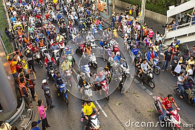 Thai football fans celebrate after winning AFF Suzuki Cup 2014. Editorial Stock Photo