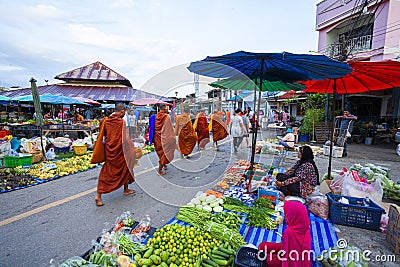 Thai fresh market, fresh raw material street market in krabi province, Thailand Editorial Stock Photo