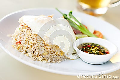 Thai fried rice with egg Khao phat Stock Photo