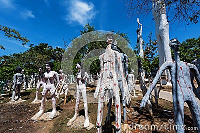 Thai Ghost at Wat Phai Rong Wua, Suphanburi Stock Photo