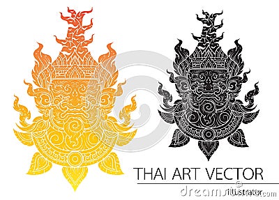 Thai Giant head outline stroke layout Vector Illustration