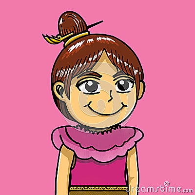 Thai girls, ancient people, Ayutthaya period children, traditional Thai costumes Vector Illustration