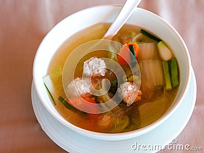 Thai glass noodles is Thailand's noodles soup, Kuay tiew nam sai Stock Photo