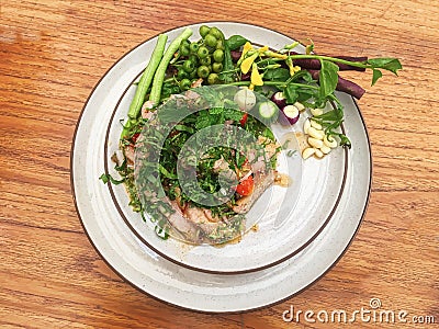 Thai Grilled Pork Salad Stock Photo