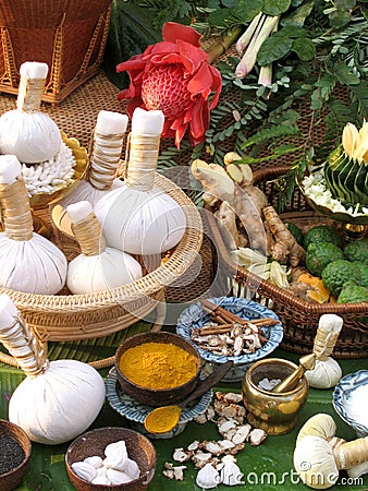Thai Herbal Compress Stock Photo