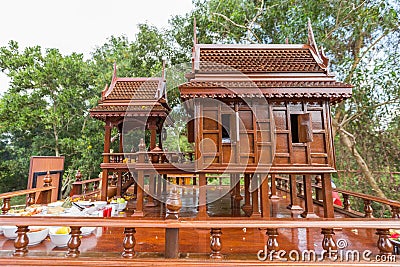 Thai houses ancient style pattern. Foreshorten. Stock Photo