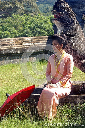 Thai lanna lady Stock Photo