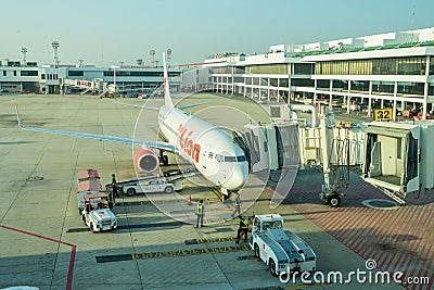 Thai Lion airline loading cargo on the plane Editorial Stock Photo