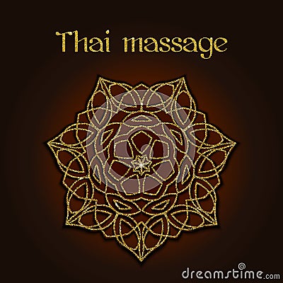 Thai massage background with golden floral mandala Vector Illustration