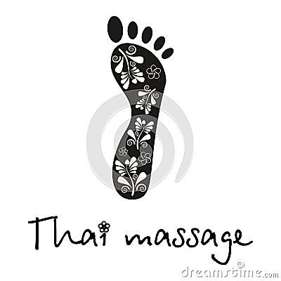 Thai massage in black and white Vector Illustration