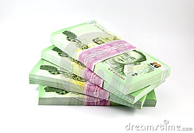 Thai money on white background Stock Photo