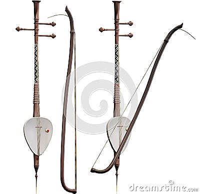 Thai musical instruments - three-stringed fiddle wood Stock Photo