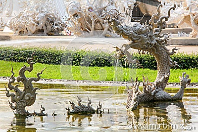 Thai Myth Dragon Sculpture Stock Photo