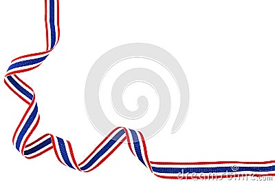 Thai national color red white blue ribbon isolated on white background Stock Photo