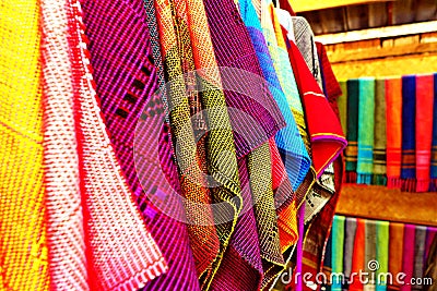 Thai native fabric in chiangmai Stock Photo