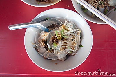 Thai noodle soup (Kuay Tiew Ruer) Stock Photo