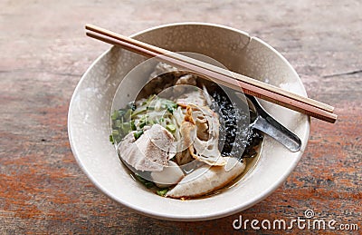 Thai Noodle Soup with pock Stock Photo