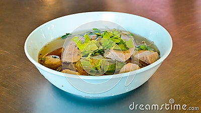 Thai noodle soup (Kuay Tiew) Stock Photo