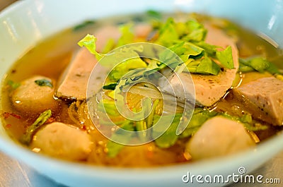 Thai noodle soup (Kuay Tiew) Stock Photo