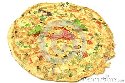 Thai omelet with tomato and onion Stock Photo