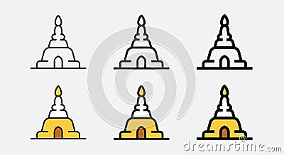 thai pagoda temple buddhism line icon and filled outline vector Vector Illustration