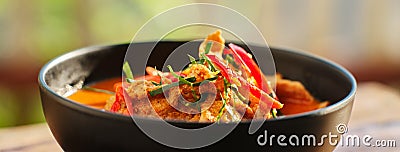 Thai panang curry in bowl with pork Stock Photo