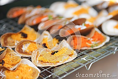 Thai pancake. Also known as Thai crispy pancakes or Kanom Buang in Thai local language. It`s a popular street food in Thailand. Stock Photo