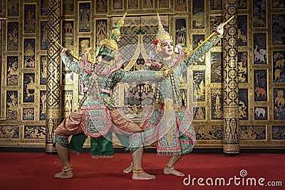 Thai pantomime character Performing a beautiful dance Stock Photo