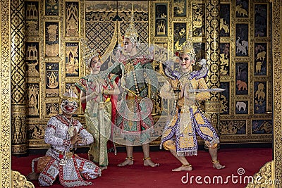 Thai pantomime character Performing a beautiful dance Stock Photo