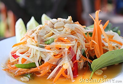 Thai Papaya salad Stock Photo