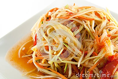 Thai papaya spicy salad or know as Som Tum Stock Photo