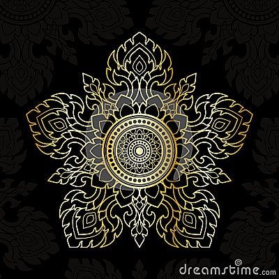 Thai Pattern In Pentagon Shape Vector Illustration