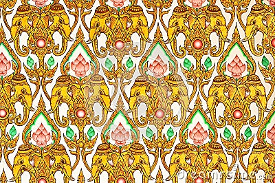 Thai Pattern Design on wall Stock Photo