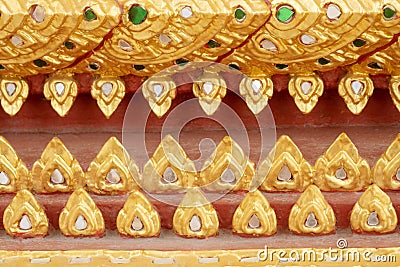 Thai pattern temple wall. Thai identity Stock Photo